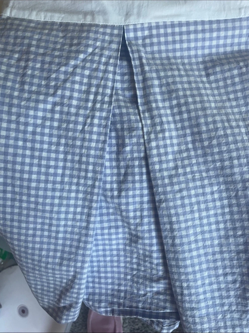 Pottery Barn Blue and White Gingham Queen Dust Ruffle